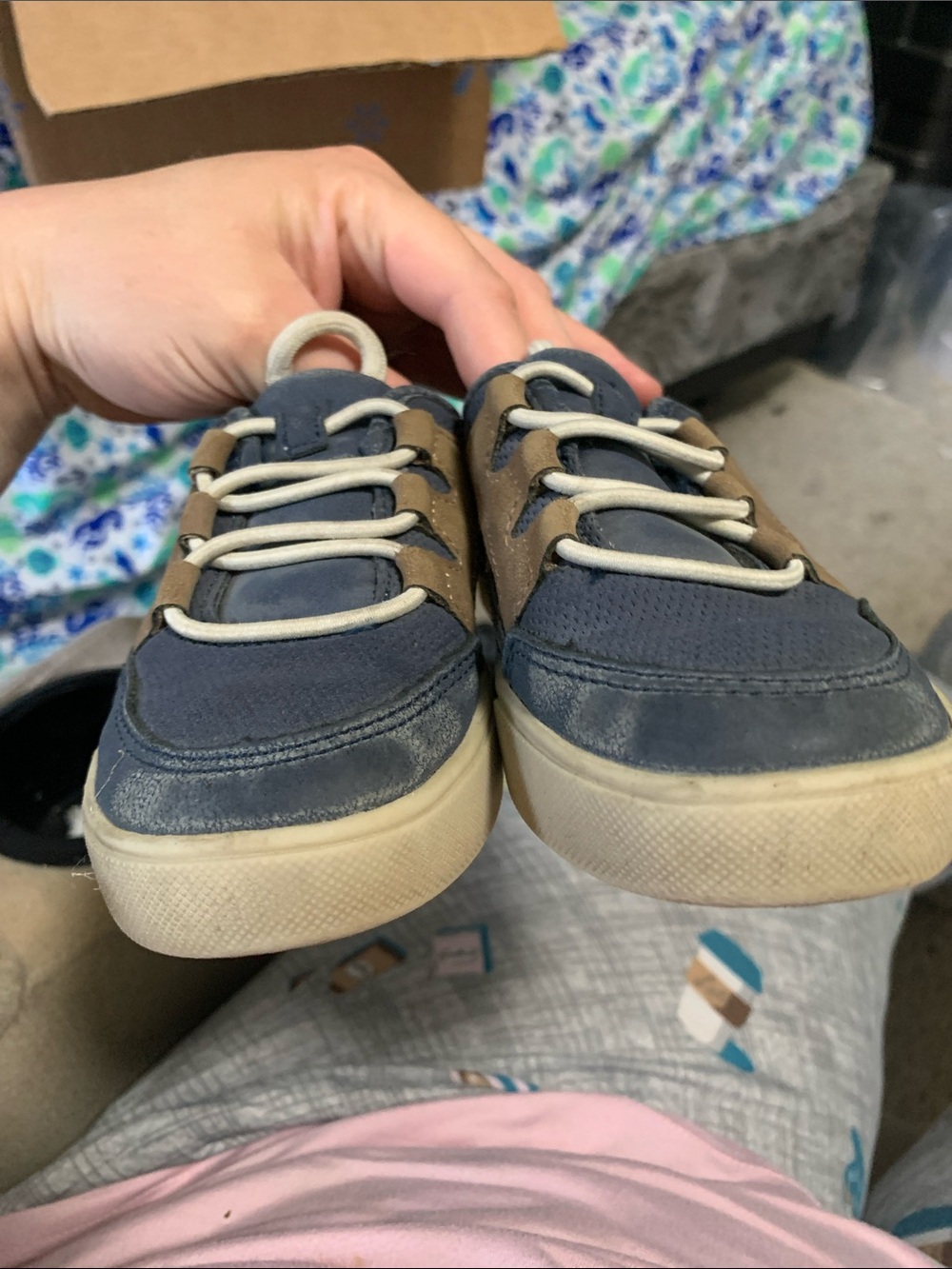 Kids Navy and Tan Casual Canvas Sneakers